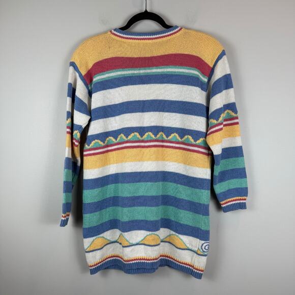 Vintage Two Twenty Sweater Women Medium Multicolor Stripe Summer Eclectic Retro - Picture 3 of 7